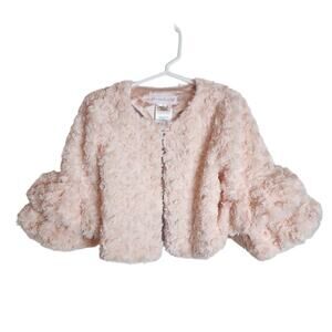 Bonnie Jean Light Pink Rosette Bolero Shrug, 4/4T